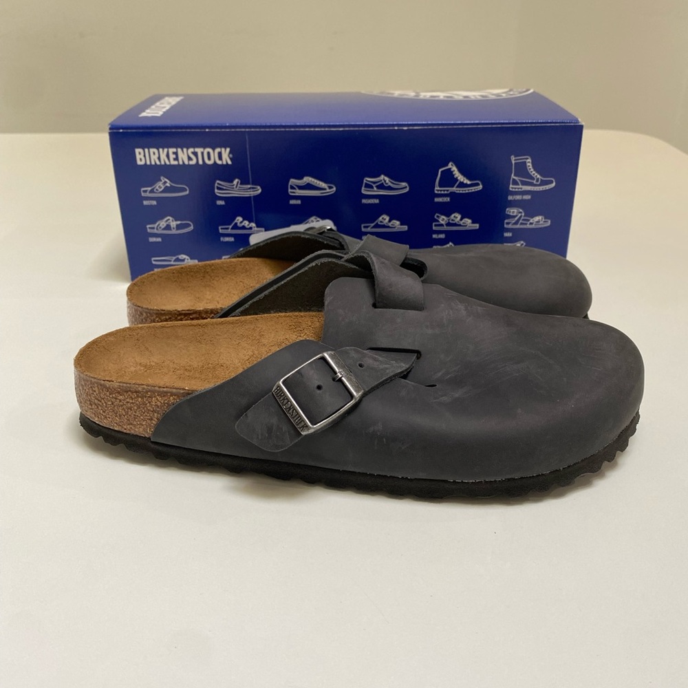 Birkenstock Boston Clog Oiled Leather Black sz 39EU/8US New in Box (narrow fit) - Picture 2 of 7